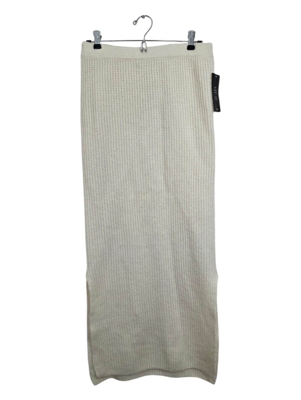 NWT Na-kd Wool Blend Ribbed Knit Maxi Skirt Antique White Cream Small